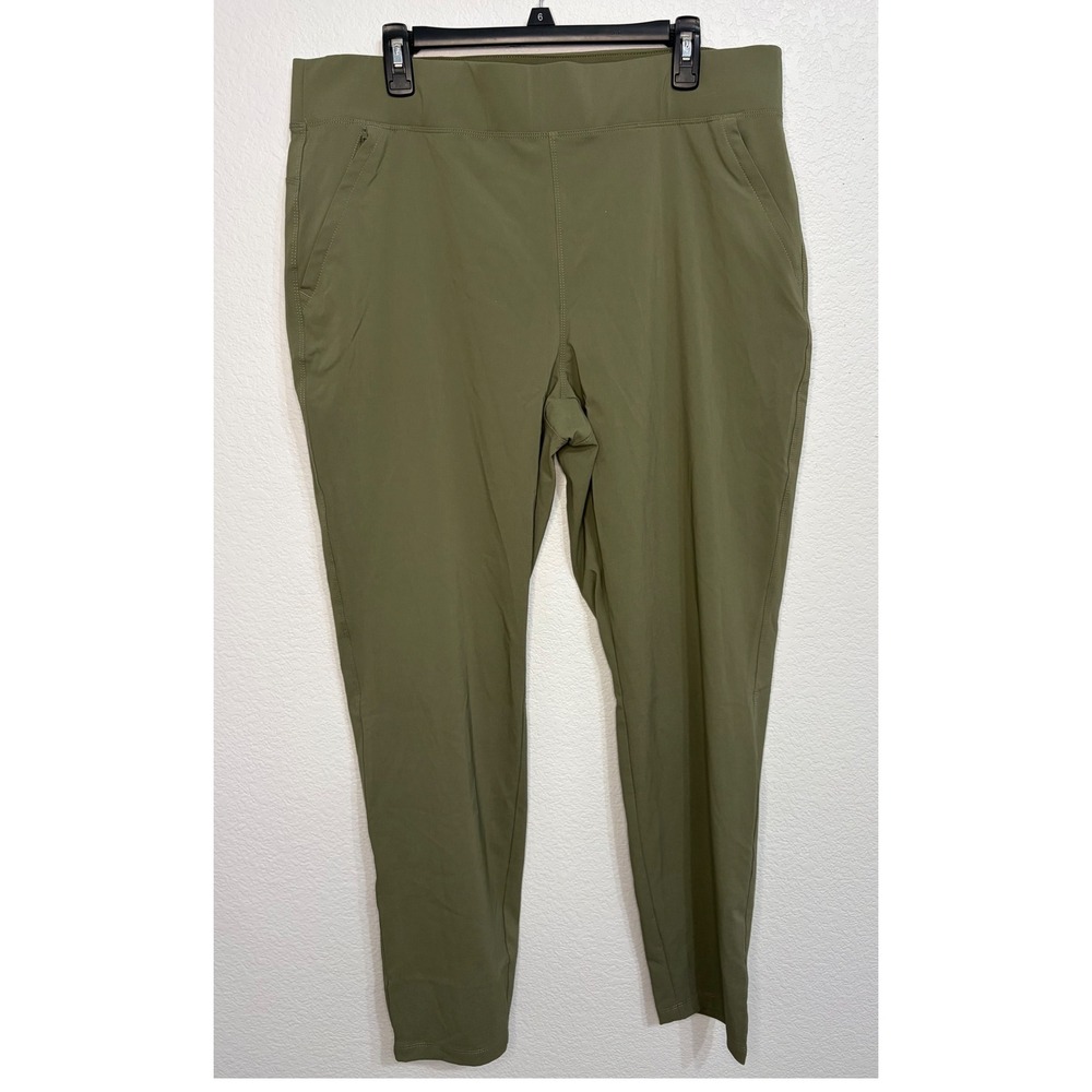 Columbia Womens XL Regular Olive Green Pull On Hiking Pants Tapered Leg Pockets